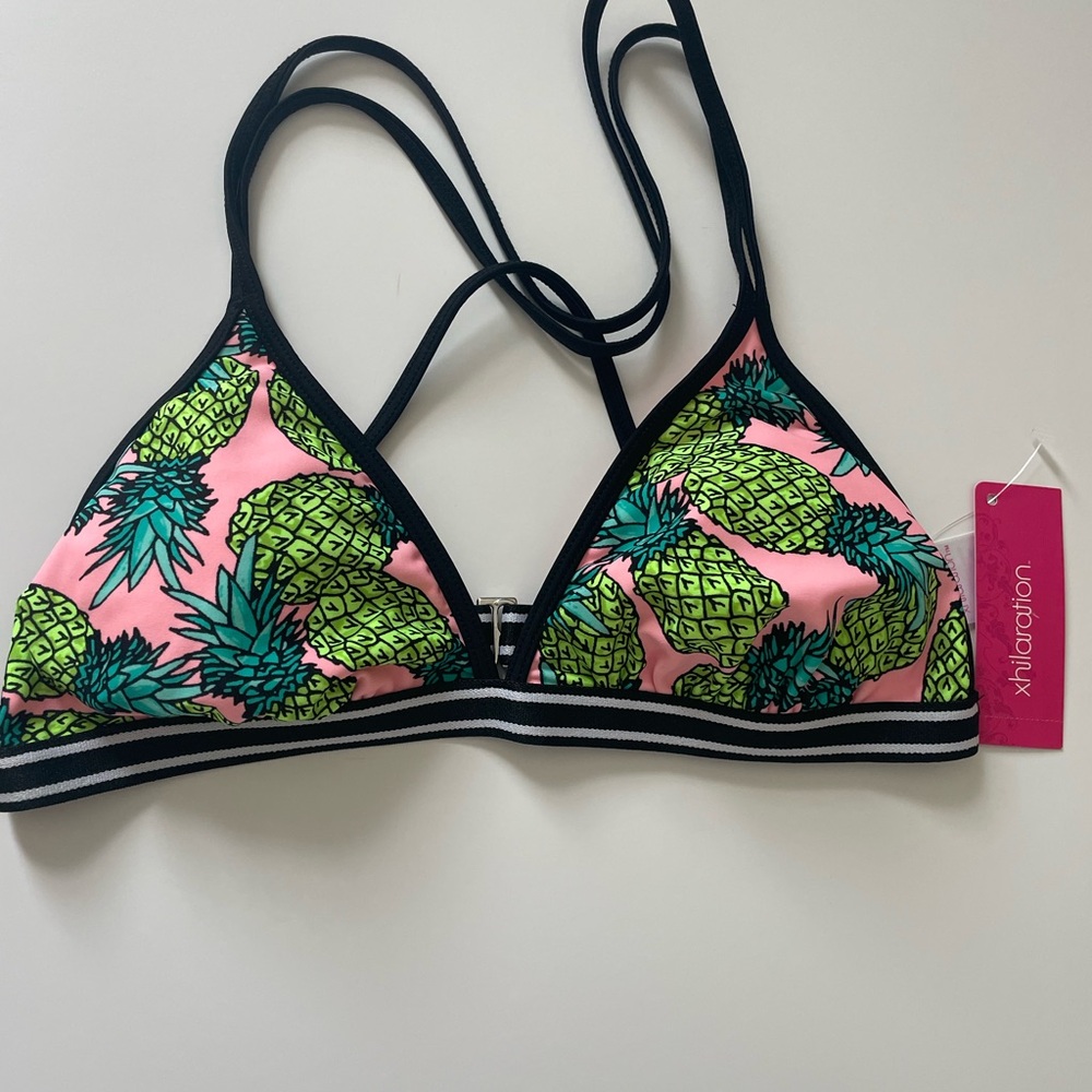 Xhilaration Pink and Green Pineapple Bikini Top